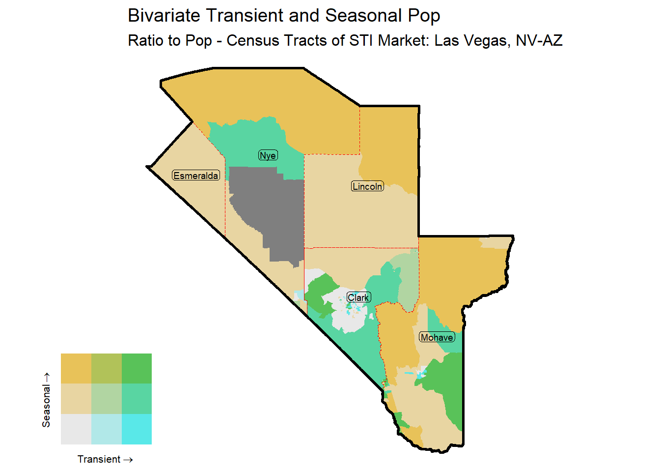 Bivariate Tematic of Seasonal & Transient Pop - Census Tract