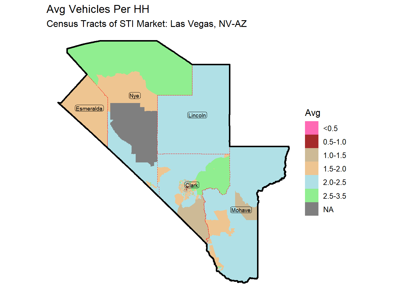 Avg Vehicles Per HH Thematic