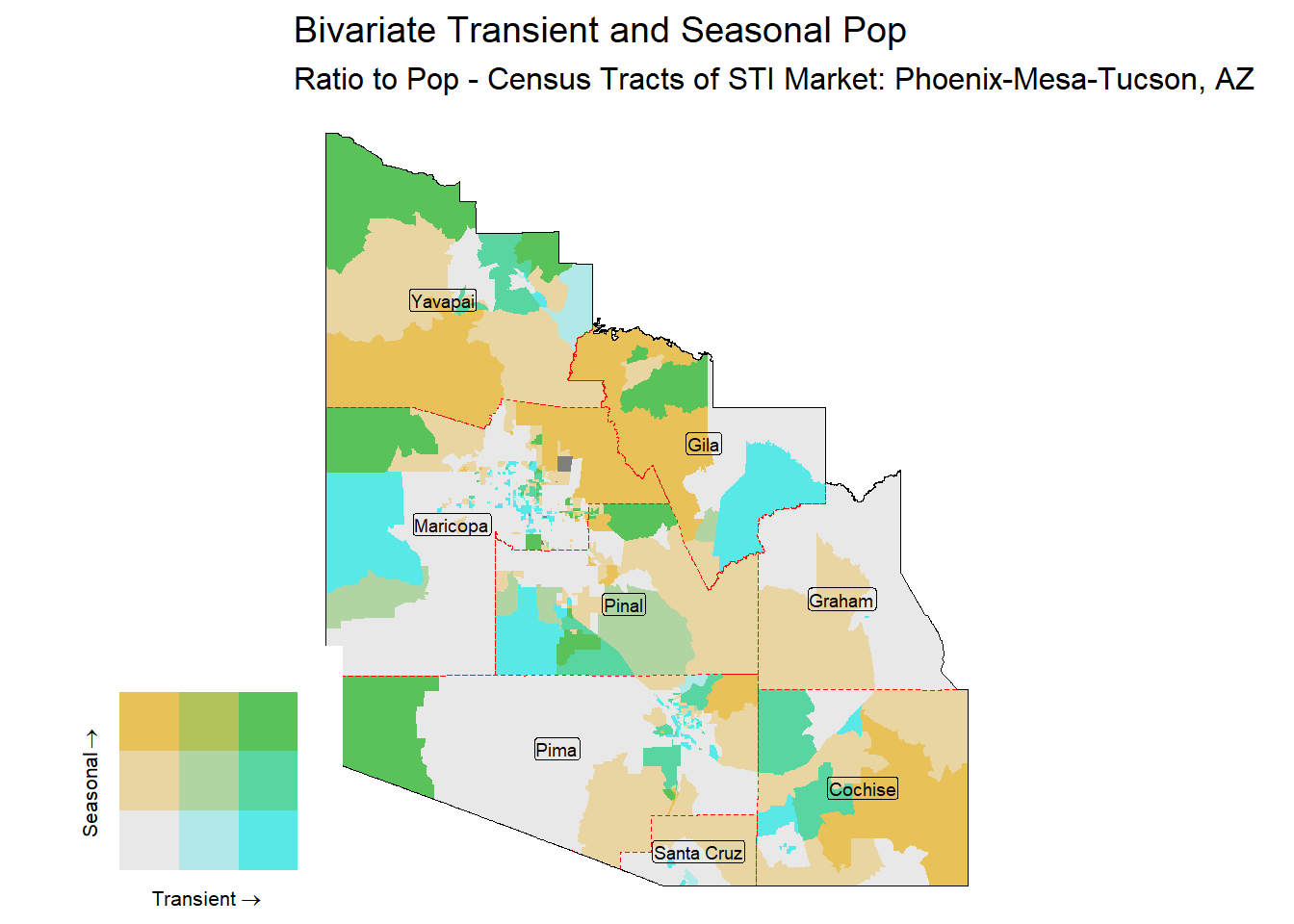 Bivariate Tematic of Seasonal & Transient Pop - Census Tract