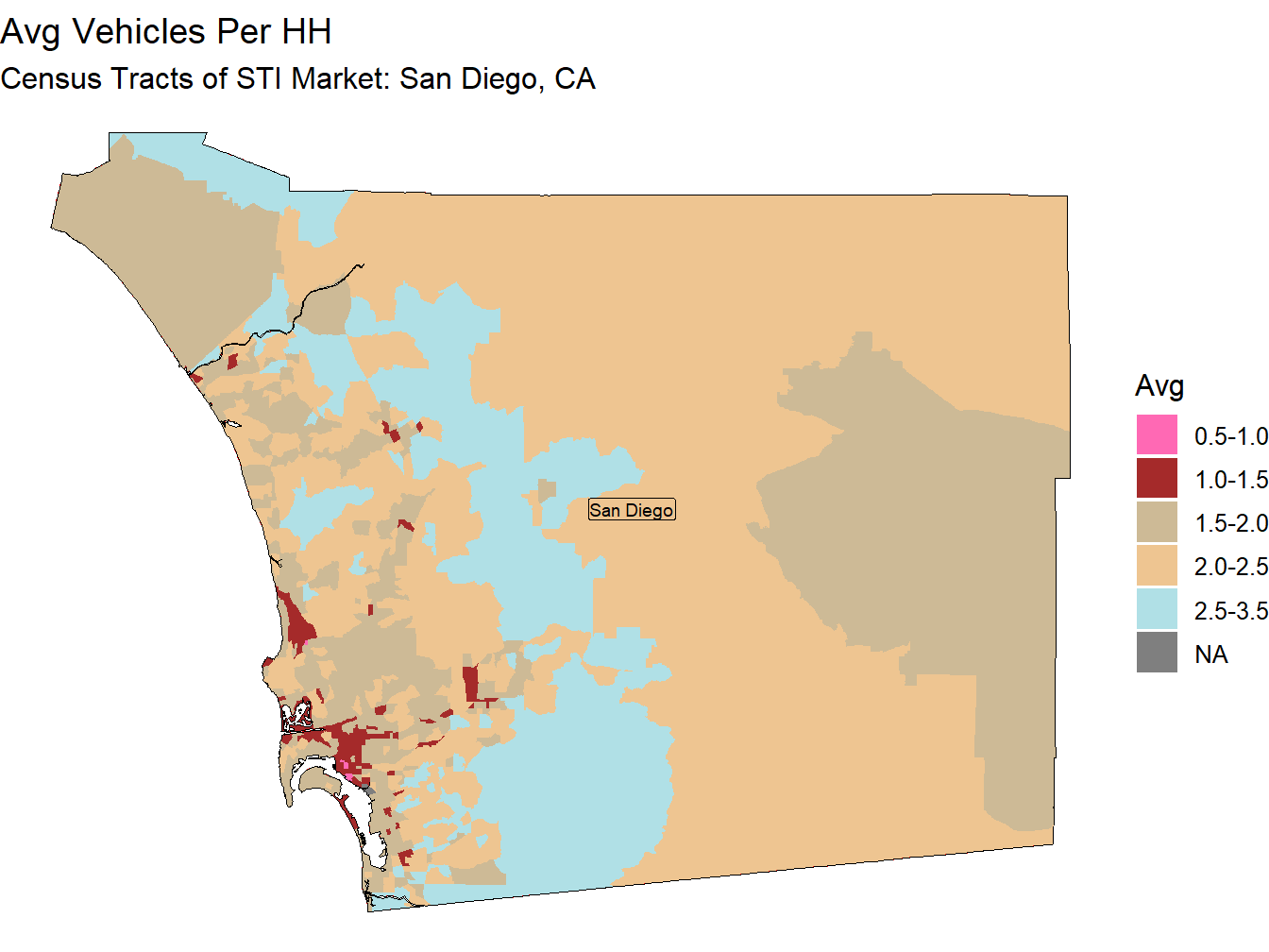 Avg Vehicles Per HH Thematic