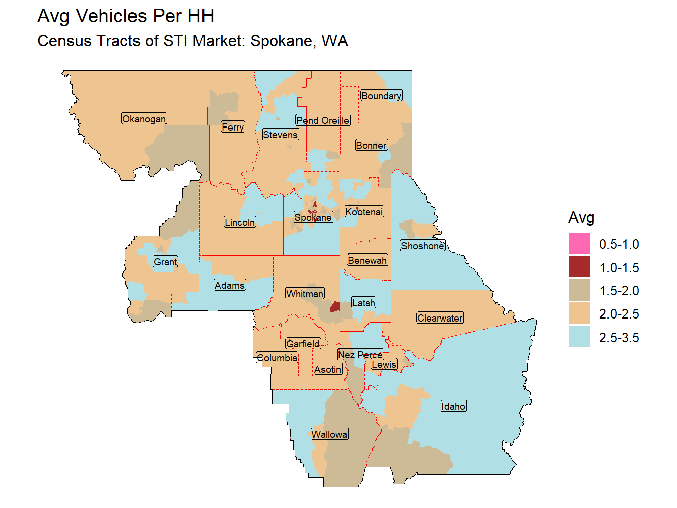 Avg Vehicles Per HH Thematic