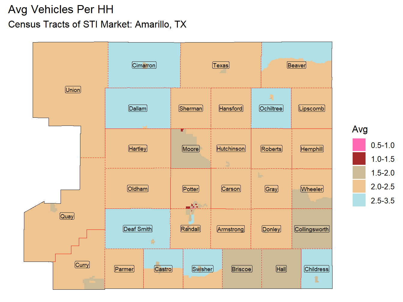Avg Vehicles Per HH Thematic