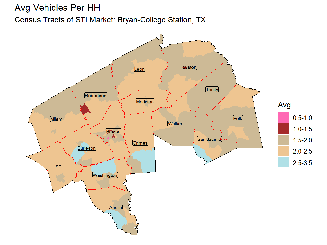 Avg Vehicles Per HH Thematic