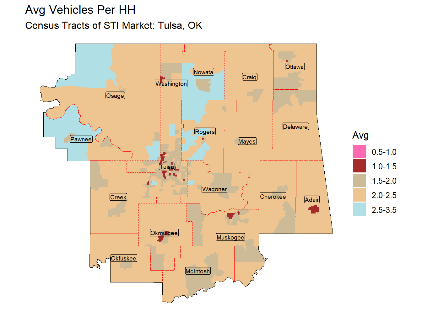 Avg Vehicles Per HH Thematic