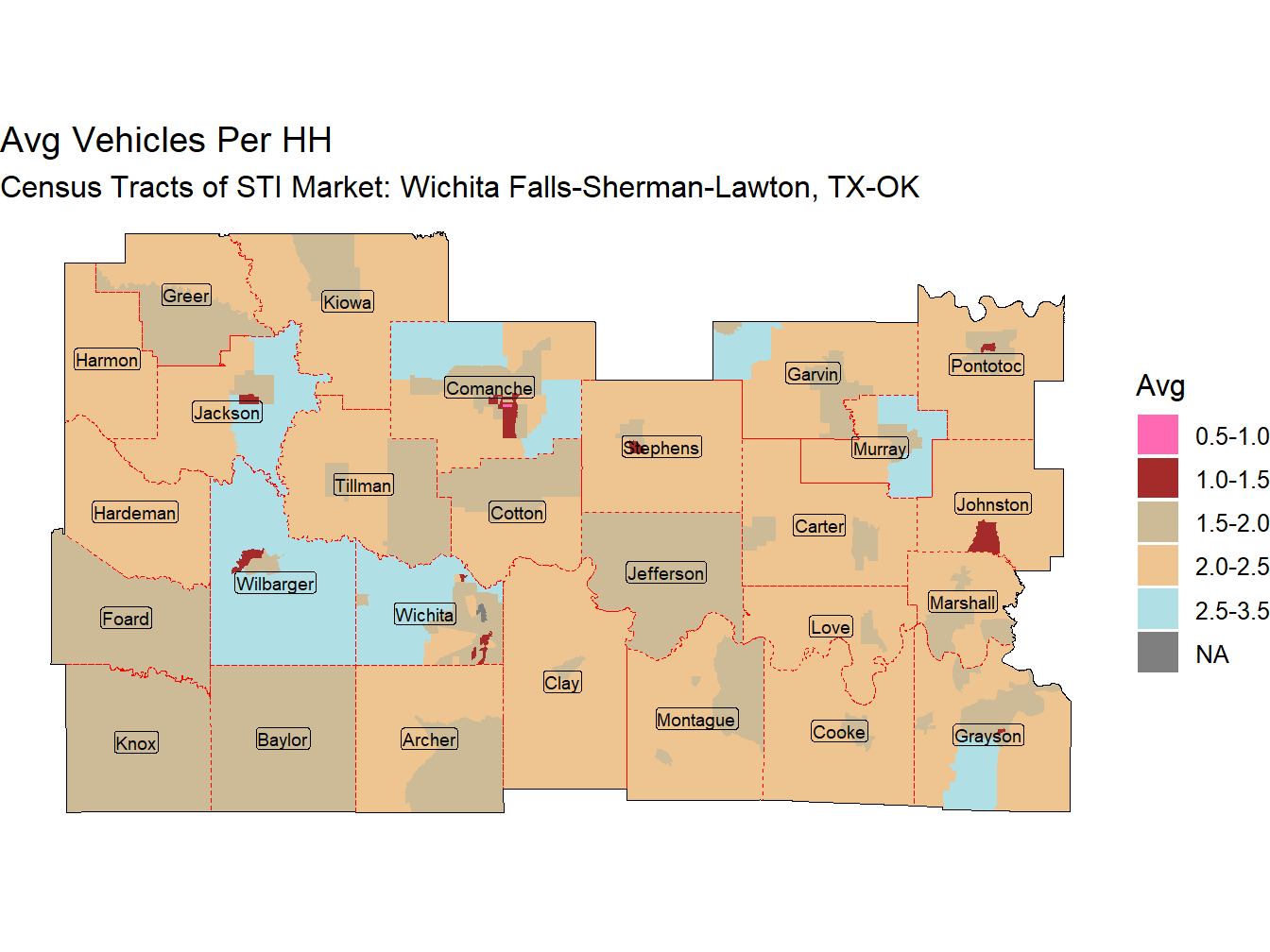 Avg Vehicles Per HH Thematic