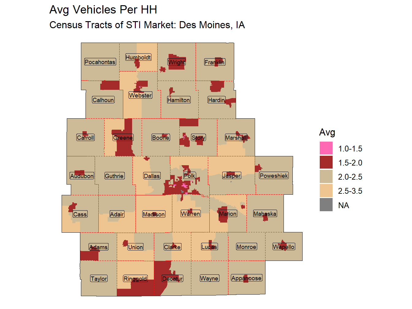 Avg Vehicles Per HH Thematic
