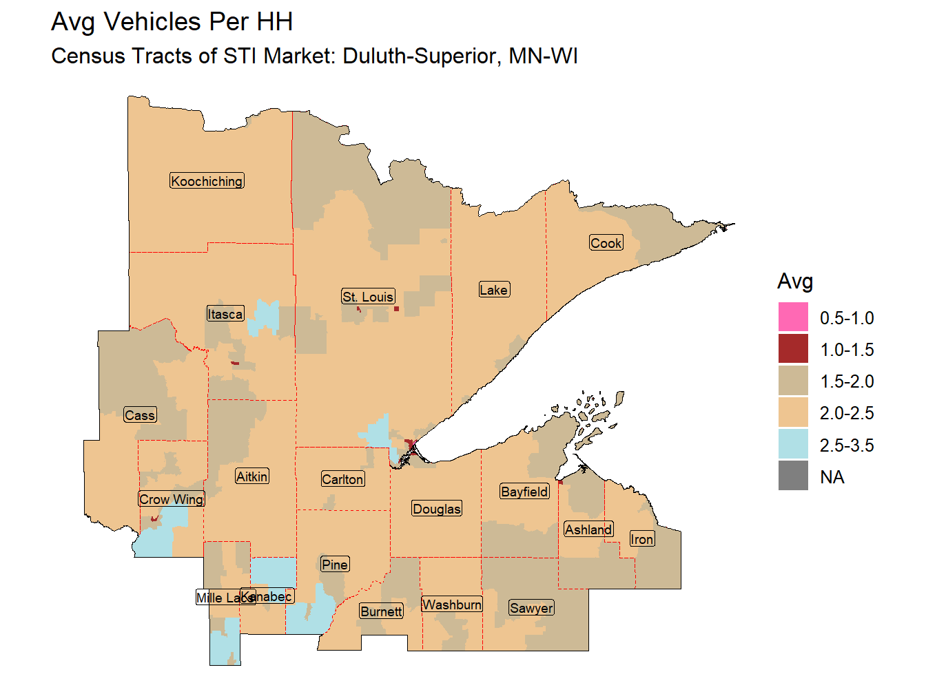 Avg Vehicles Per HH Thematic