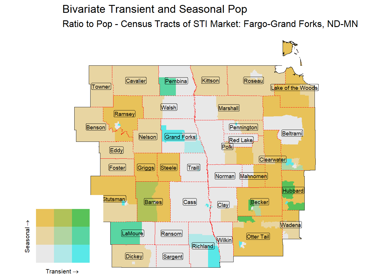 Bivariate Tematic of Seasonal & Transient Pop - Census Tract