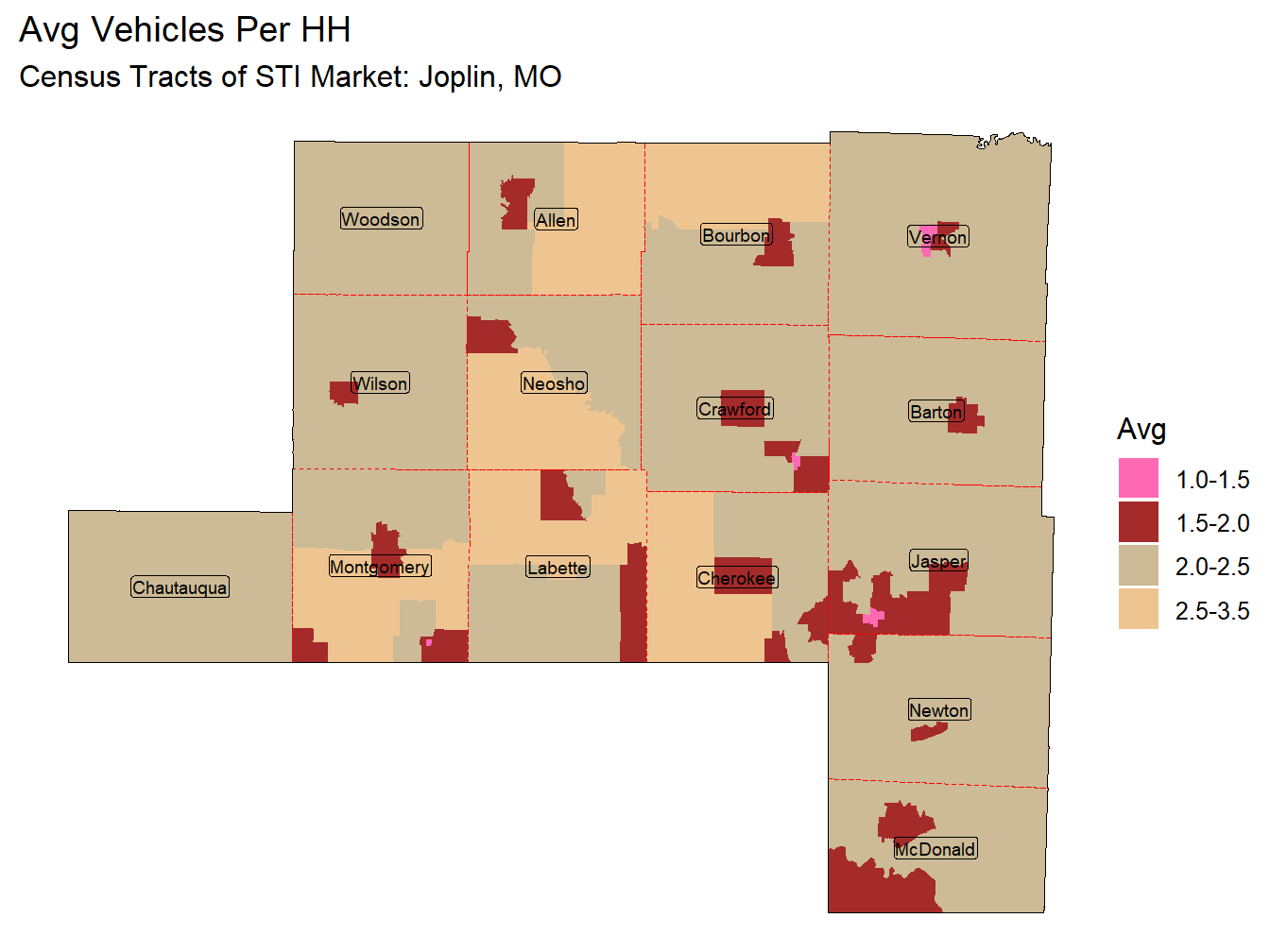 Avg Vehicles Per HH Thematic