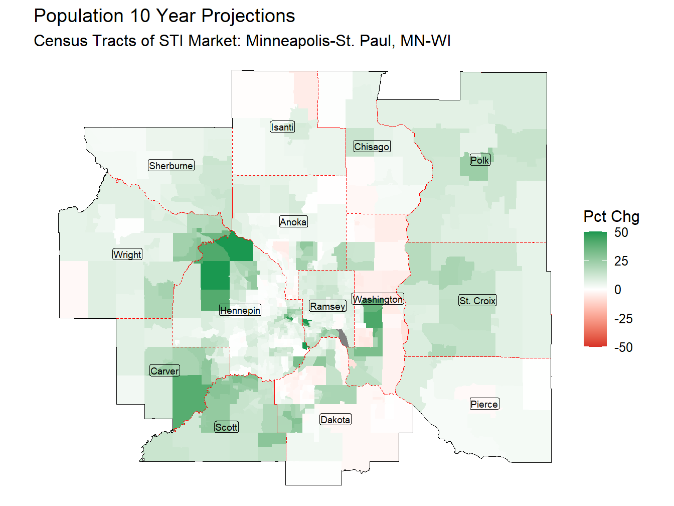 10 Year Percentage Change Thematic