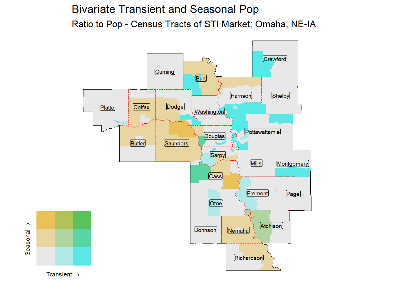 Bivariate Tematic of Seasonal & Transient Pop - Census Tract