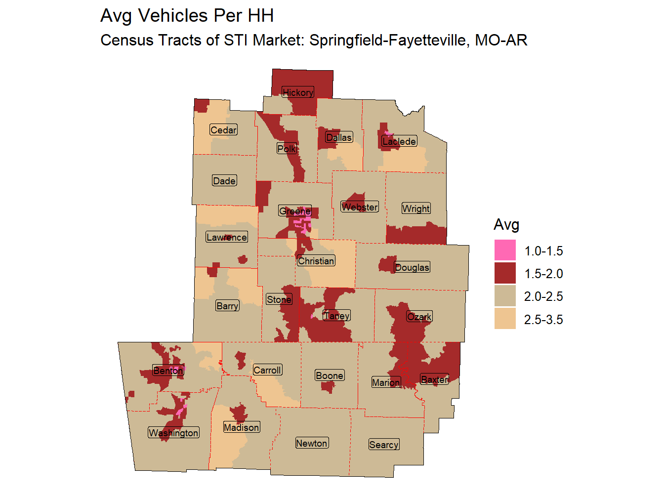 Avg Vehicles Per HH Thematic