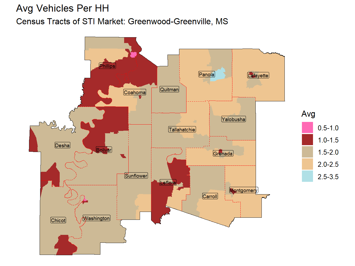Avg Vehicles Per HH Thematic