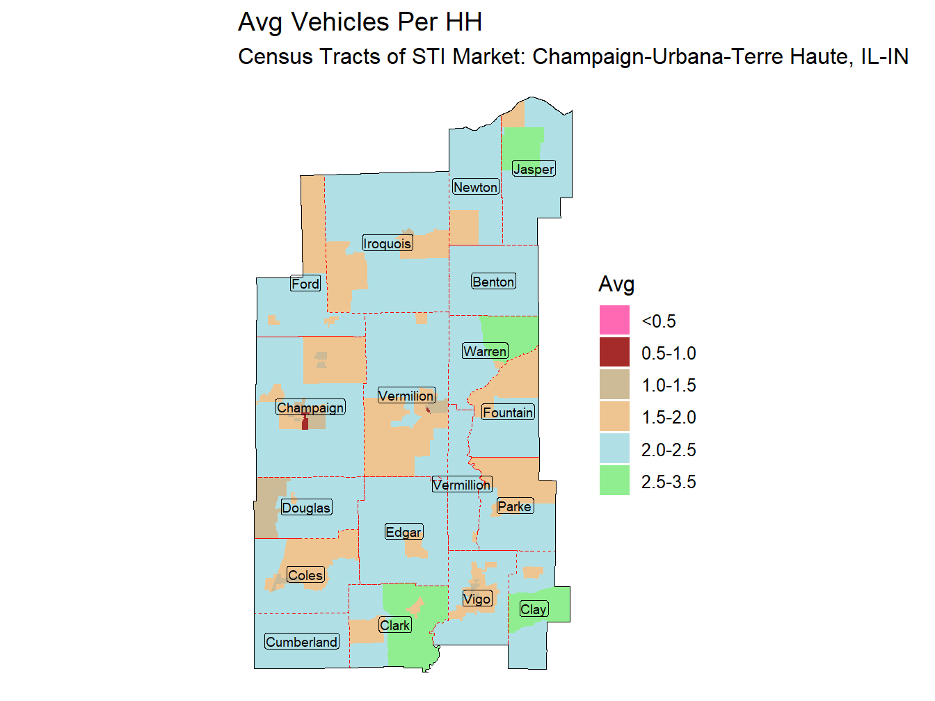 Avg Vehicles Per HH Thematic