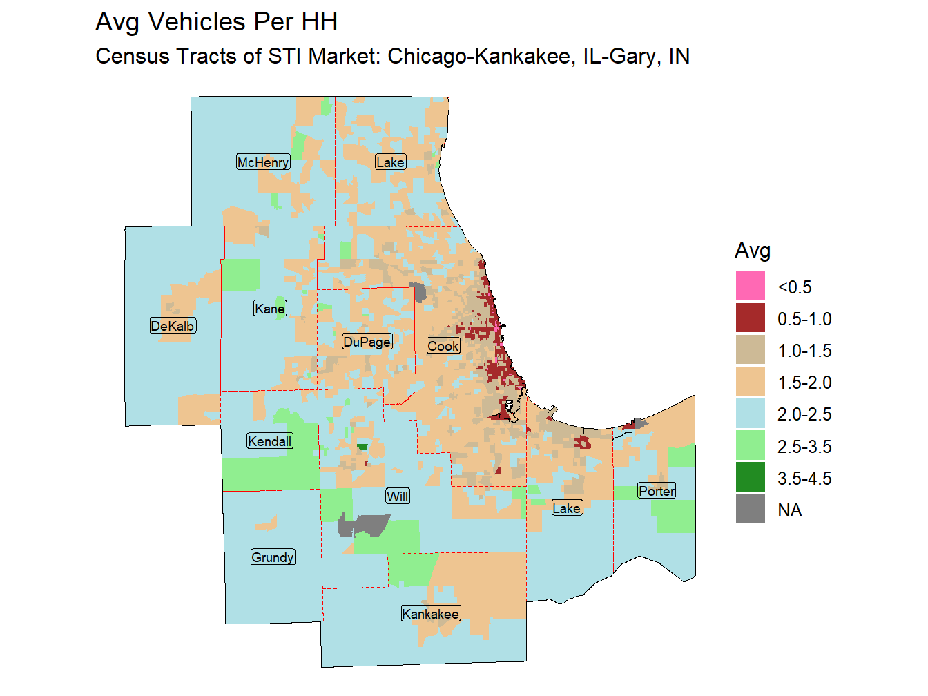 Avg Vehicles Per HH Thematic