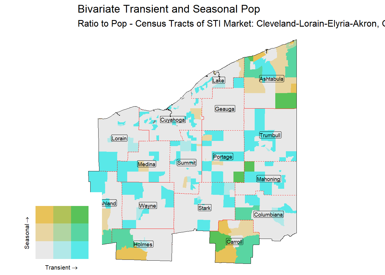 Bivariate Tematic of Seasonal & Transient Pop - Census Tract