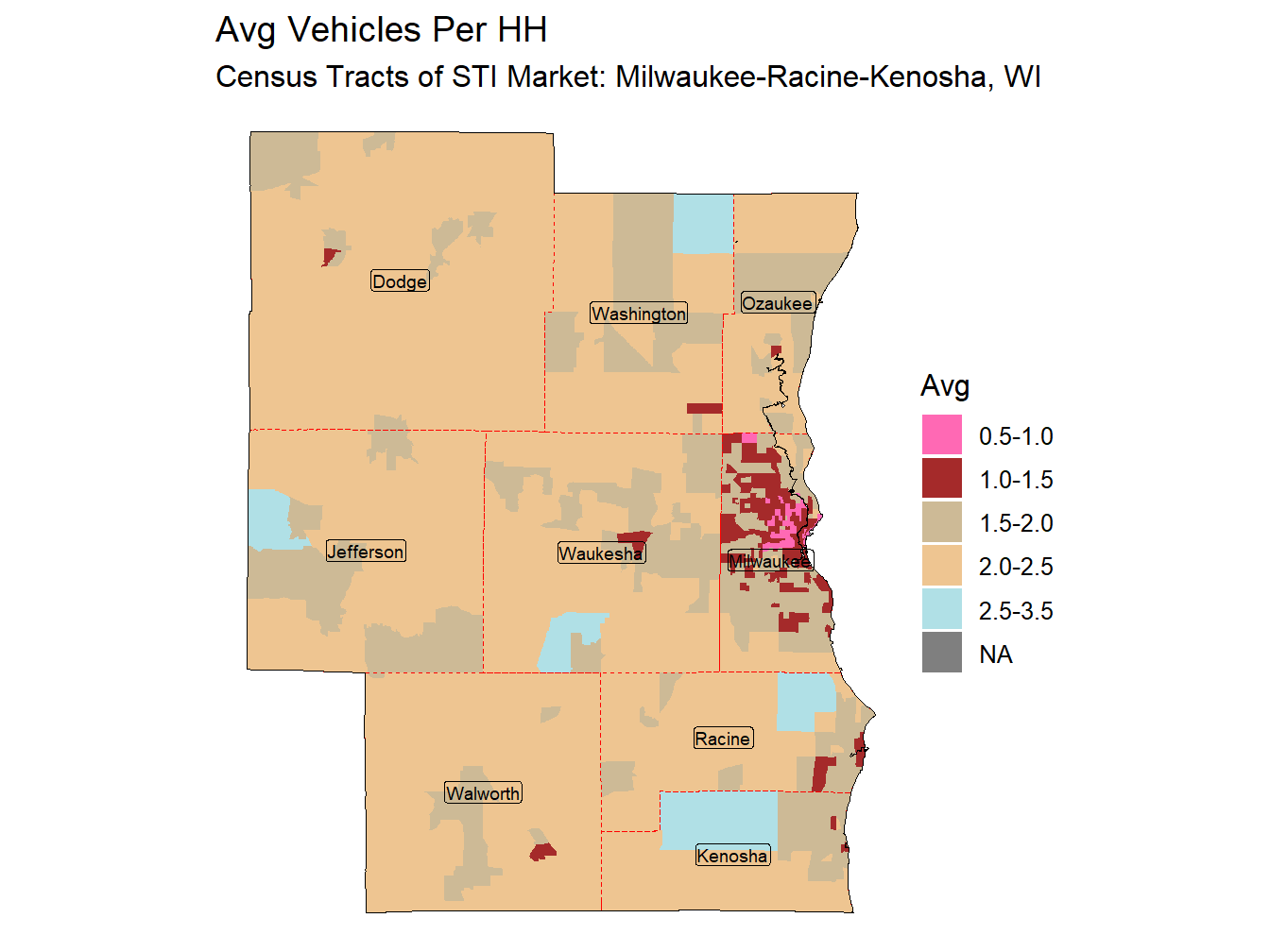 Avg Vehicles Per HH Thematic