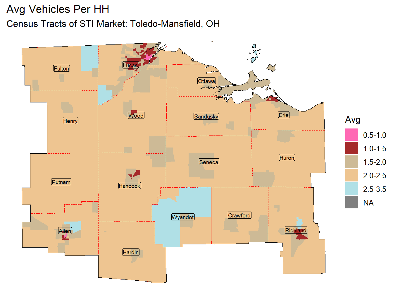 Avg Vehicles Per HH Thematic