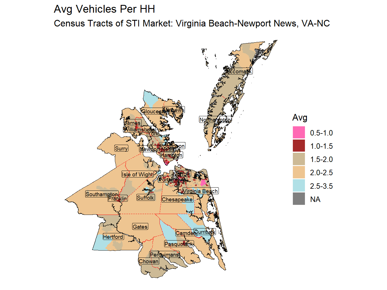 Avg Vehicles Per HH Thematic